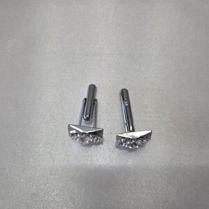 Silver Tone  Cufflinks with Crystal Accents